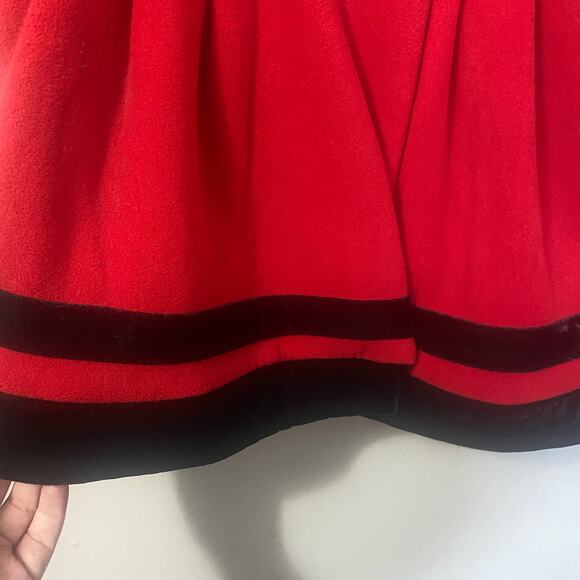 GoodLad Bright Red Girls Fleece Swing Coat Double Breasted Black Buttons Sz 3T - Picture 4 of 11